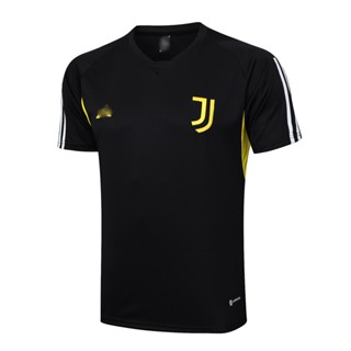 เสื้อกีฬาแขนสั้นลําลอง ลายทีมฟุตบอล Juventus FC 24 ชุดเยือน พลัสไซซ์ สีดํา สไตล์สตรีท