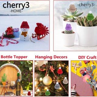 Cherry3 หมวกคริสต์มาส ผ้าถักนิตติ้ง แฮนด์เมด ขนาดเล็ก DIY สําหรับตกแต่งต้นคริสต์มาส 20 ชิ้น