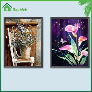 【Doub X ✮】ภาพวาดปักเพชร ทรงกลม ลายดอกไม้ 5D DIY สําหรับตกแต่งบ้าน ✮