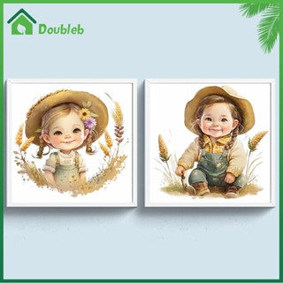 【Doub X ✮】ภาพวาดปักเพชร ทรงกลม ลายเด็กผู้หญิง 5D DIY สําหรับตกแต่งบ้าน #Q ✮