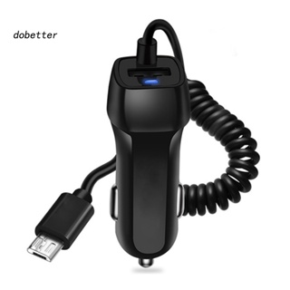 &lt;Dobetter&gt; อะแดปเตอร์ชาร์จโทรศัพท์มือถือในรถยนต์ แบบชาร์จเร็ว พร้อมสายเคเบิลสปริง Micro USB Type-C