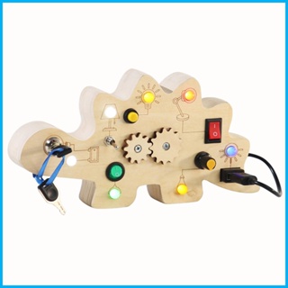 บอร์ดเกมไดโนเสาร์ มีไฟ LED ใช้แบตเตอรี่ ของเล่นเสริมการเรียนรู้ สําหรับเด็ก