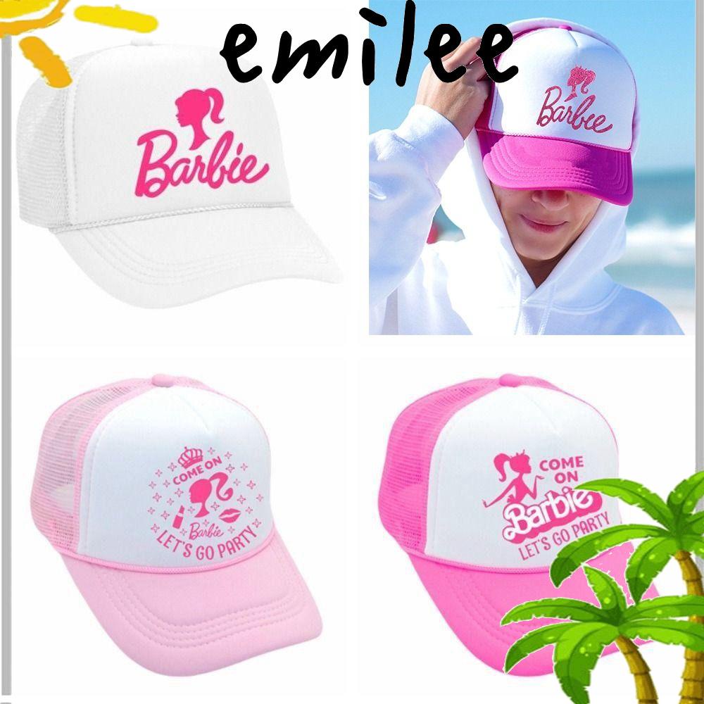 emilee-หมวกเบสบอล-กันแดด-ปรับได้-ลายตัวอักษรบาร์บี้-สีชมพู-แฟชั่นสําหรับผู้ชาย-และผู้หญิง