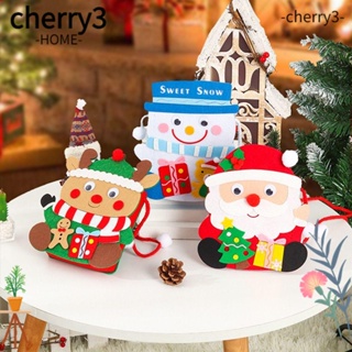 Cherry3 กระเป๋าสะพายไหล่ ผ้าสักหลาด ลายซานต้าคลอส สโนว์แมน ซานต้าคลอส ของขวัญ สําหรับตกแต่งต้นคริสต์มาส