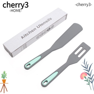 Cherry3 ชุดไม้พายซิลิโคน ทนความร้อน ทรงกลม สีเทาอ่อน และสีฟ้า สําหรับทอดไข่ดาว สเต็ก แพนเค้ก 2 ชิ้น