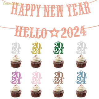 [Delication] ป้ายปักหน้าเค้ก ลาย Happy New Year 2024 ขนาดเล็ก สําหรับตกแต่งเค้ก ปาร์ตี้ 10 ชิ้น