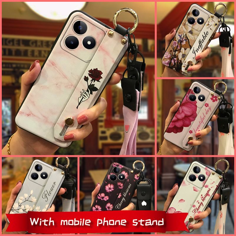 ring-lanyard-phone-case-for-realme-c53-narzo-n53-durable-silicone-phone-holder-shockproof-kickstand-wrist-strap-protective