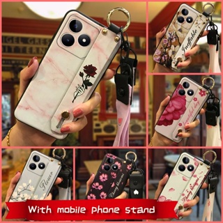 ring Lanyard Phone Case For Realme C53/Narzo N53 Durable Silicone Phone Holder Shockproof Kickstand Wrist Strap protective