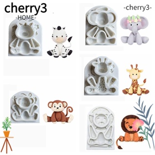 Cherry3 แม่พิมพ์ซิลิโคนเรซิ่น รูปสัตว์ ช้าง ม้าลาย ลิง ยีราฟ ม้าลาย ทนทาน สําหรับทําคัพเค้ก ช็อคโกแลต DIY