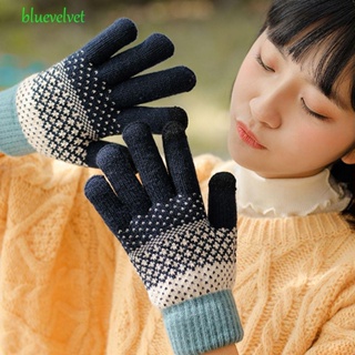 Bluevelvet ถุงมือผ้าถัก ลายจุด ให้ความอบอุ่น สไตล์เกาหลี สําหรับผู้หญิง