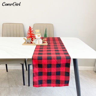 Covergirl ผ้าปูโต๊ะ ผ้าฝ้าย โพลีเอสเตอร์ ลายสก๊อต สีแดง สีดํา ทนทาน 120 ซม. สําหรับตกแต่งบ้าน เทศกาลคริสต์มาส