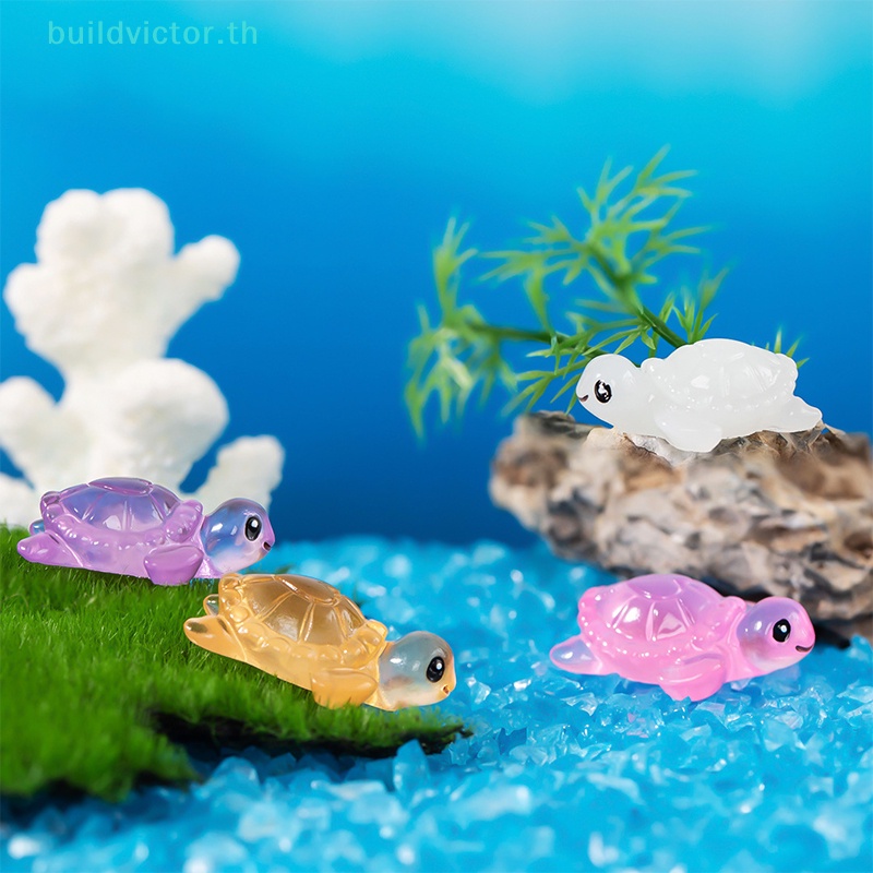 buildvictor-ฟิกเกอร์เรซิ่น-รูปเต่าเรืองแสง-ขนาดเล็ก-สําหรับตกแต่งบ้าน-2-ชิ้น