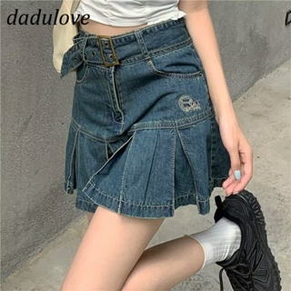 DaDulove💕 New Korean Version of INS WOMENS Denim Skirt Niche Loose A- line Skirt Large Size Pleated Skirt