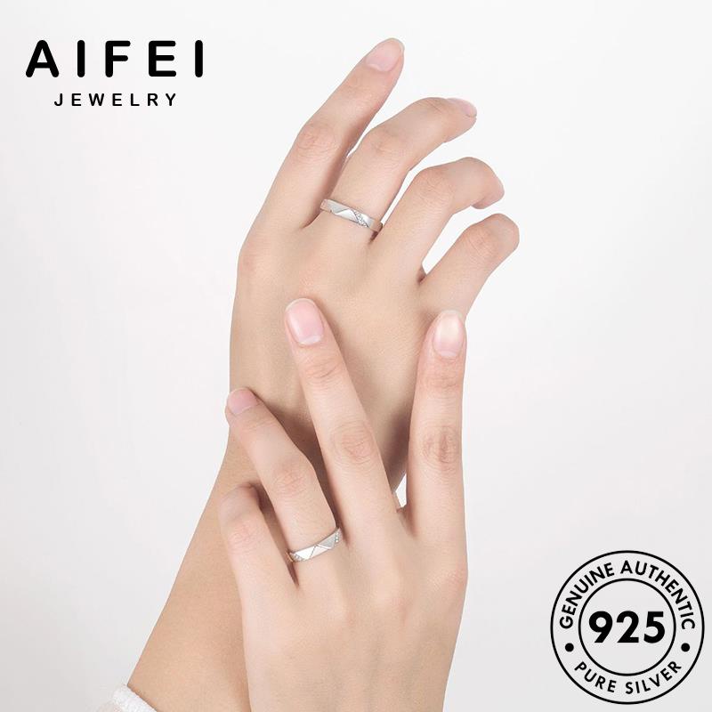 aifei-jewelry-silver-925-แห้วง่ายๆ-แฟชั่น-ต้นฉบับ-แท้-เกาหลี-เครื่องประดับ-คู่รัก-แหวน-เครื่องประดับ-เงิน-r68