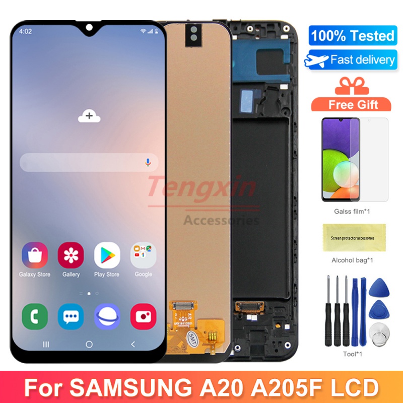 หน้าจอแสดงผล-lcd-a20-พร้อมกรอบ-แบบเปลี่ยน-สําหรับ-samsung-galaxy-a20-a205f-ds-a205g-ds