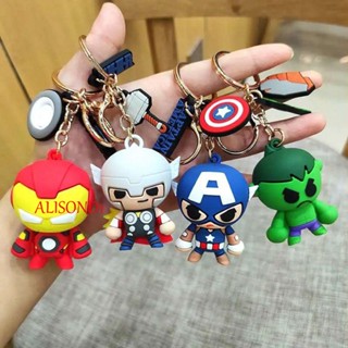 Alisond1 Marvels The Avengers พวงกุญแจแฟชั่น ของขวัญ Iron Man ประติมากรรมรถ พวงกุญแจ Marvel Legends Avengers