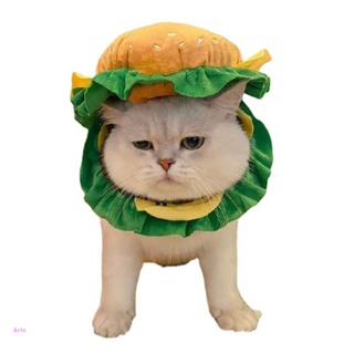 Aoto ปลอกคอ รูปแฮมเบอร์เกอร์น่ารัก ป้องกันแผล กรวย สําหรับสัตว์เลี้ยง แมว