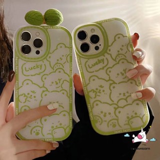 เคสโทรศัพท์มือถือ ปิดด้านหลัง ลายการ์ตูนหมีนําโชคน่ารัก 3D ประดับโบว์ สําหรับ IPhone 11 Pro Max XR 7Plus 8Plus 14 13 12 Pro Max 7 8 6 6s Plus SE 2020 X XS Max