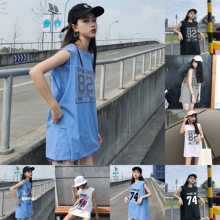 ความยาวปานกลาง สําหรับเล่นกีฬา #82 #32 #2 in 1 เสื้อยืดแขนกุด ผ้าฝ้าย พิมพ์ลาย 74 ทรงหลวม สไตล์เรโทร แฟชั่นฤดูร้อน สําหรับผู้หญิง