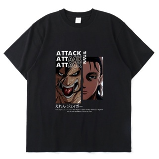 【hot sale】เสื้อยืดแขนสั้นลําลอง ผ้าฝ้าย ทรงหลวม พิมพ์ลายการ์ตูนอนิเมะ Attack on Titan สไตล์ญี่ปุ่น ฮาราจูกุ เรียบง่าย แฟ