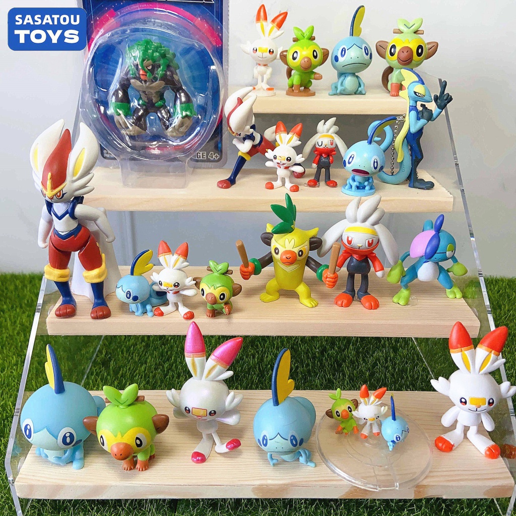 ของเล่นฟิกเกอร์ pokemon Scorbunny Raboot Cinderace Grookey Thwackey ...