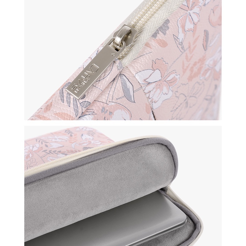 กระเป๋าแล็ปท็อป-ผ้าแคนวาส-กันน้ํา-กันกระแทก-ลายดอกไม้-สีชมพู-สําหรับ-m1-m2-air-11-12-13-14-15-นิ้ว