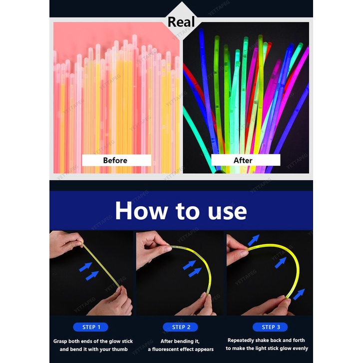 100-ชิ้น-แท่งเรืองแสง-ปาร์ตี้-เรืองแสงในที่มืด-สร้อยข้อมือ-สร้อยคอ-นีออน-งานแต่งงาน-งานเลี้ยงวันเกิด-พร็อพตกแต่ง