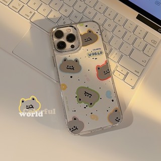 เคสโทรศัพท์มือถือแบบกระจกใส ลายการ์ตูนแมวน่ารัก สําหรับ Iphone 15 14 11 12 13 PRO MAX AT0276