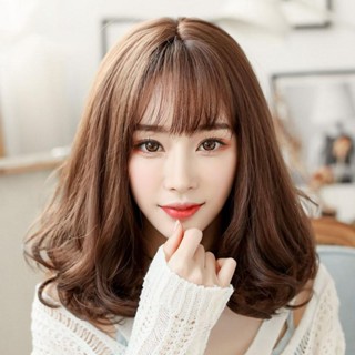 วิกผมยาวปานกลาง ผมยาว ผมแพร์ ดอกไม้ สไตล์ญี่ปุ่น แอร์หน้าม้า สาว Tik Tok ไหปลาร้า ผมสั้น สไตล์ธรรมชาติ หมวกเต็ม