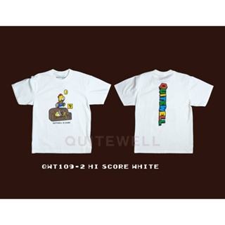 พร้อมส่ง ผ้าฝ้ายบริสุทธิ์ QWT109-2 HI SCORE WHITE T-shirt