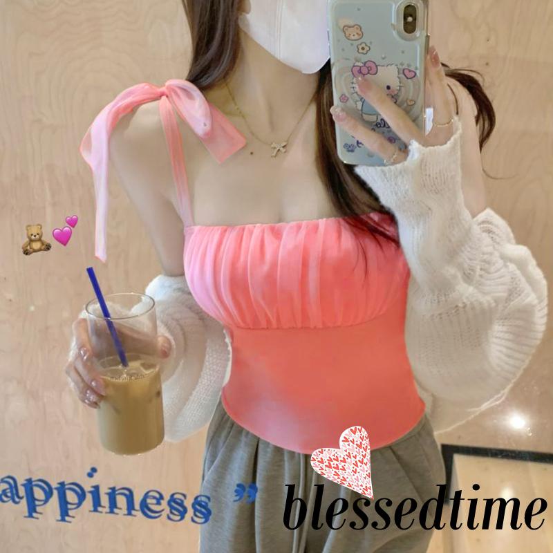 blessedtime-เสื้อสายเดี่ยว-แขนกุด-แบบผูกเชือก-ทรงสลิมฟิต-แฟชั่นฤดูร้อน-สําหรับผู้หญิง-งานปาร์ตี้-คลับ