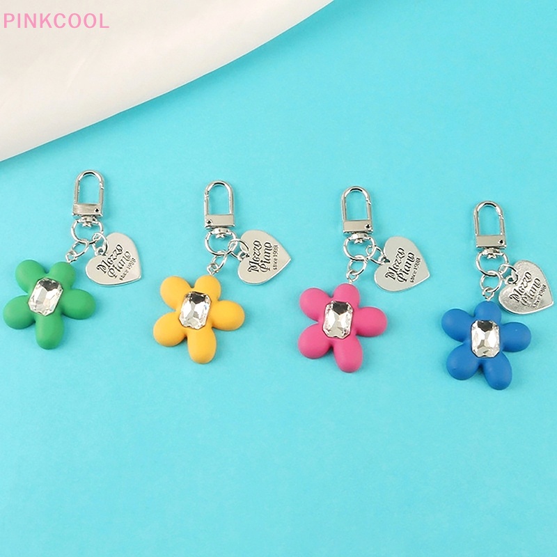 pinkcool-พวงกุญแจ-จี้ดอกไม้-หัวใจ-อัญมณี-เครื่องประดับ-สําหรับตกแต่งกระเป๋าเป้สะพายหลัง-กระเป๋า-ขายดี