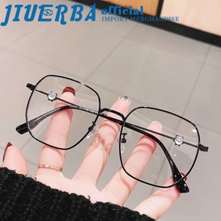 JIUERBA เกาหลีชุดใหม่วินเทจสแควร์แสงสีป้องกันรังสีโลหะกรอบสายตาสั้นแว่นตาชายและหญิง