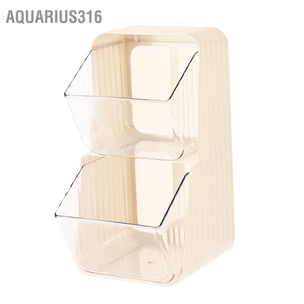 aquarius316-ชั้นวางถุงชาสองชั้น-2l-ปากเปิดวางซ้อนกันได้โปร่งใสติดผนังชั้นวางขนมสำหรับของเล่นเครื่องสำอางครีมสีขาว