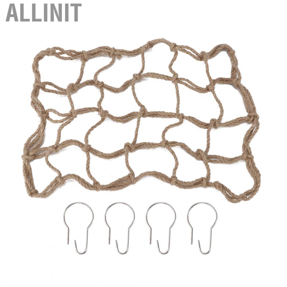 Allinit Bird Climbing Net Hemp Rope Woven Climbing Net with 4 Hanging