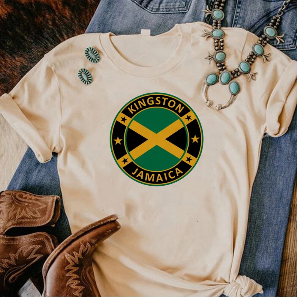 เสื้อยืด-พิมพ์ลายกราฟฟิค-jamaica-สไตล์สตรีท-สําหรับผู้หญิง