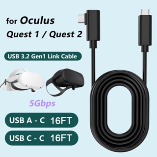 Oculus Link USB A ถึง Type C สายเคเบิลข้อมูลสำหรับ Oculus Quest 2 ไปยัง PC และ Steam VR 5ม Cable Converters