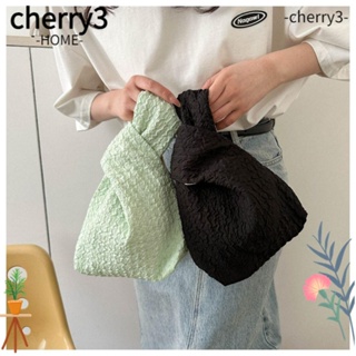 Cherry3 กระเป๋าถือ ผ้าออกซ์ฟอร์ด แต่งจับจีบ ขนาดเล็ก สีพื้น เรียบง่าย สําหรับผู้หญิง