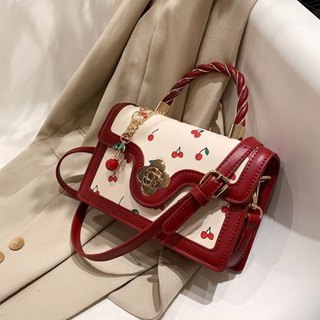 High-looking minority design New year bag lovely cherry print handbag fashion handbag satchel girl