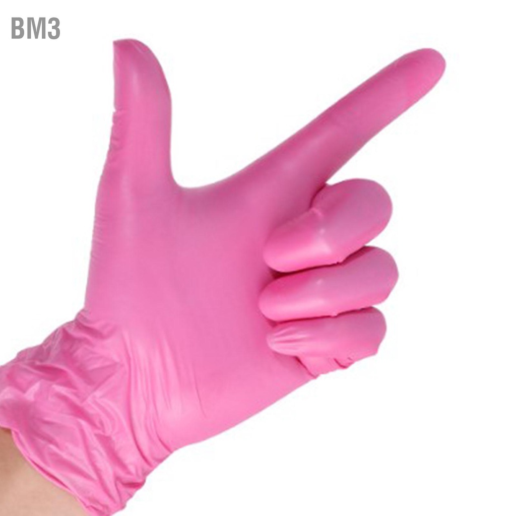 bm3-ถุงมือไนไตร-100-ชิ้น-ถุงมือไนไตรแบบใช้แล้วทิ้ง-แป้งฟรี-ถุงมือยางไนไตรเกรด-pvc-สีชมพู-m