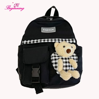 ♫ เริ่มต้น ♫ กระเป๋าเป้สะพายหลัง กระเป๋านักเรียน พิมพ์ลายหมีน่ารัก แฟชั่น สําหรับเด็กวัยหัดเดิน (สีดํา) ✿