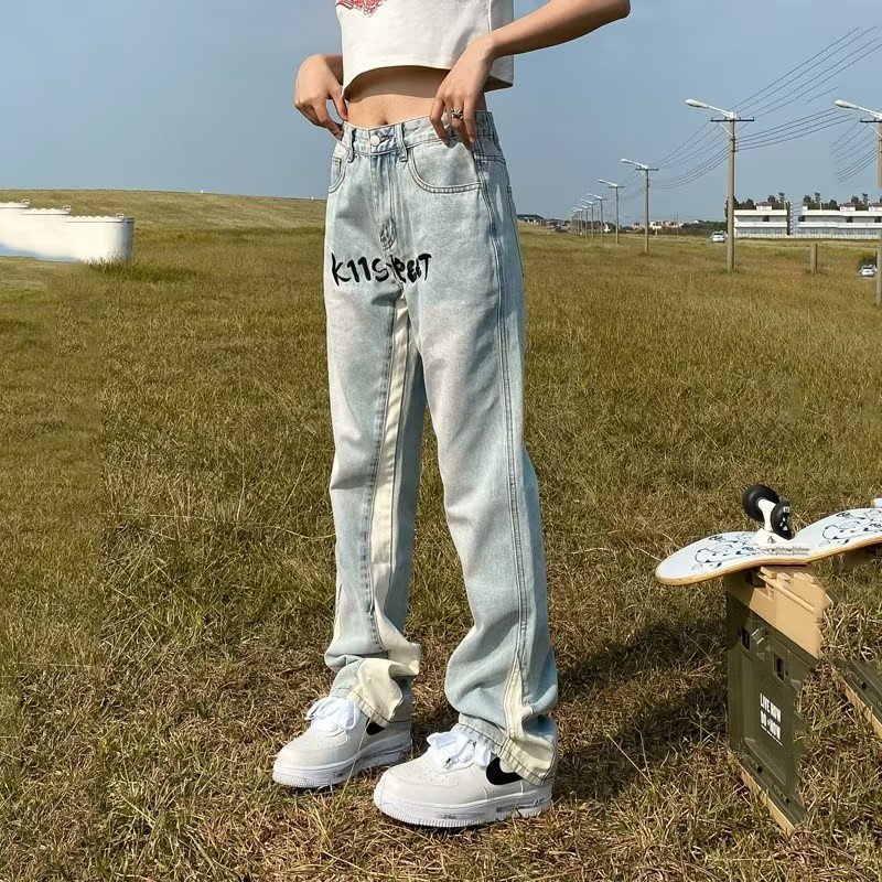 eershenshi-กางเกงผู้ชาย-สไตล์ยุโรปและอเมริกาตัวอักษรปักยีนส์-แผงแฟชั่นถนนสูง-กางเกงยีนส์ผู้ชายคอนทราสต์