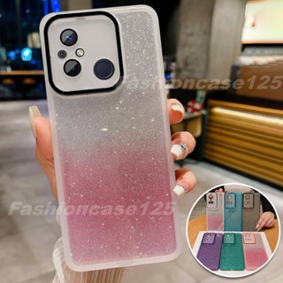 เคสโทรศัพท์ซิลิโคน TPU แบบนิ่ม กันกระแทก ป้องกันเลนส์กล้อง แต่งกลิตเตอร์ ไล่โทนสี สําหรับ Redmi 12C 12 10C 10A 9C 4G Redmi12 2023 2022