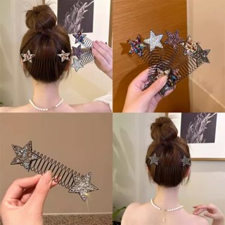 หวีผม รูปดาว ประดับพลอยเทียม สไตล์เกาหลี สําหรับผู้หญิง