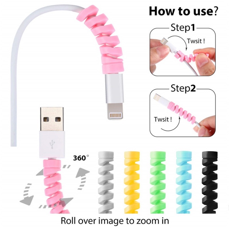 ตัวป้องกันสายเคเบิลซิลิโคน-แบบเกลียวสปริง-ตัวป้องกันกระสวย-ตัวป้องกันสายชาร์จ-android-usb-ewbr