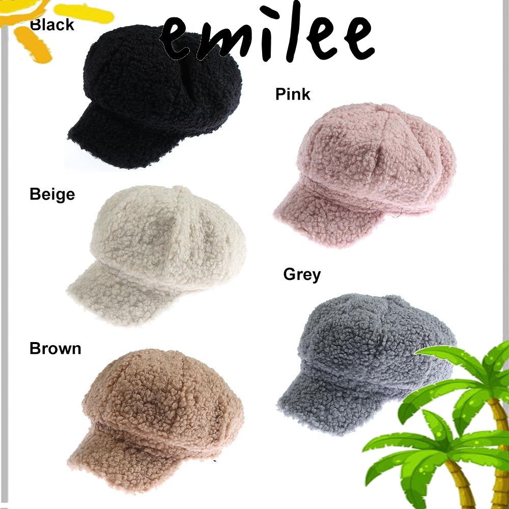 emilee-หมวกแปดเหลี่ยม-ผ้าขนแกะ-แคชเมียร์-ยืดหยุ่น-สีพื้น-แฟชั่นน่ารัก