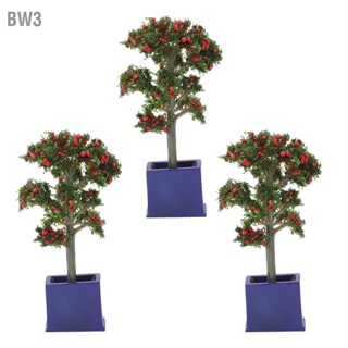 BW3 3PCS Miniature Dollhouse Plants ต้นไม้ผลไม้ประดิษฐ์สำหรับตกแต่งบ้านตุ๊กตาขนาด 1:12