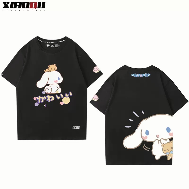 walkie-sanrio-cinnamoroll-เสื้อยืดลําลอง-แขนสั้น-พิมพ์ลายการ์ตูน-ทรงหลวม-โอเวอร์ไซซ์-สีขาว-สําหรับผู้หญิง