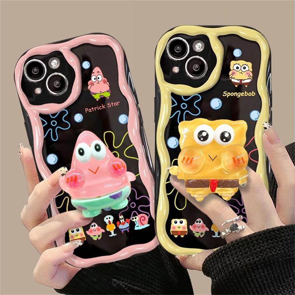 เคสโทรศัพท์มือถือ-ซิลิโคนนุ่ม-ลายการ์ตูนสพันจ์บ็อบน่ารัก-พับได้-สําหรับ-infinix-hot-12-30-play-30-30i-20i-smart-6-7-plus-hd