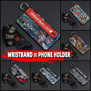 Wristband Shockproof Phone Case For Nokia C32 personality Graffiti Waterproof Anti-knock Wrist Strap protective Silicone